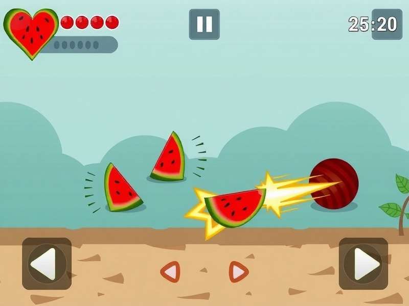 Watermelon Warrior Combat System Watermelon Warrior gameplay screenshot showing combat with watermelon weapons
